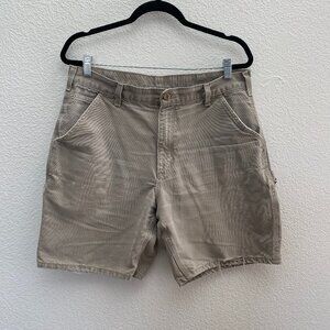 Carhartt Washed Duck Work Shorts Cargo Beige Tan 34 Workwear Distressed Stained